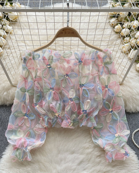 Peri 3D Çiçekli Ağ Üst