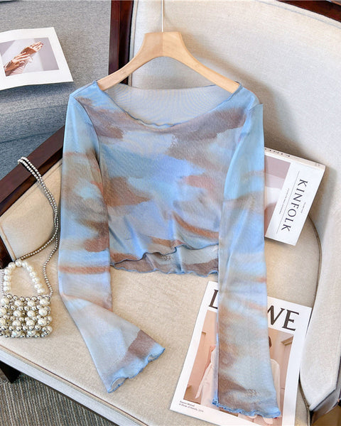 Tie-Dye İnce Güneş Yanığı Koruma T-Shirt