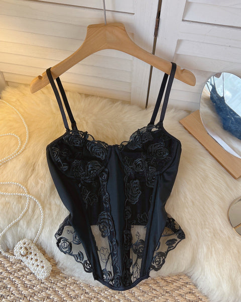 Siyah File Askılı Üstler