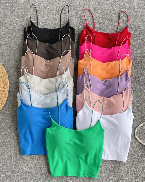 Basit Tasarım Şeker Renk Kolsuz Bluz