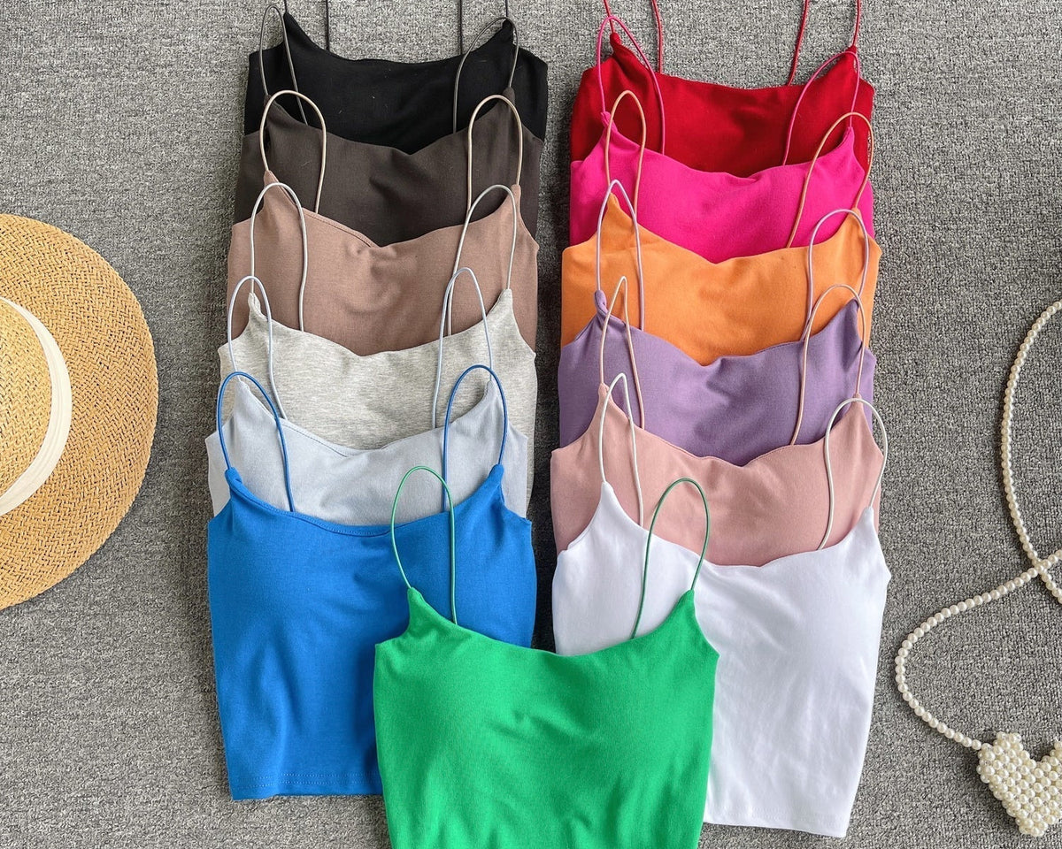 Basit Tasarım Şeker Renk Kolsuz Bluz