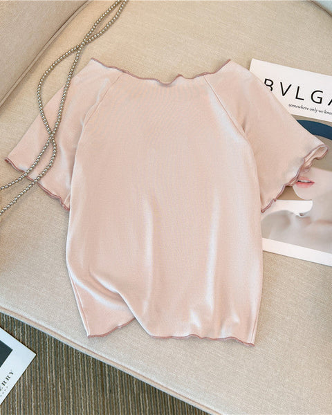 Vintage Açık Yaka Baskılı T-shirt