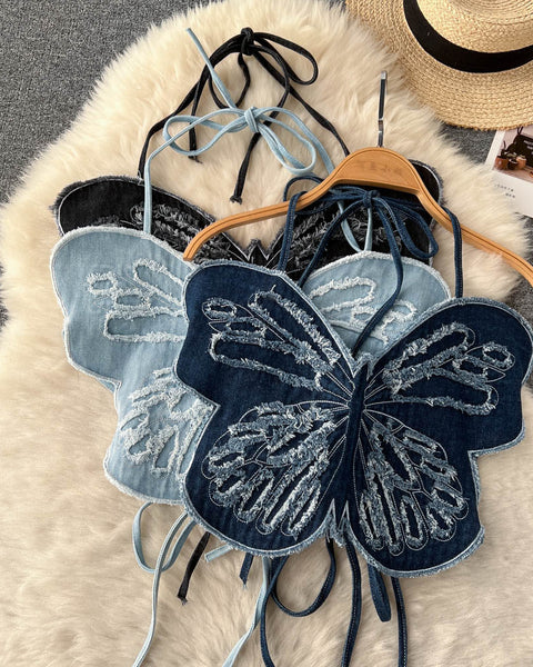 3D Kelebek Askılı Sırt Açık Üst