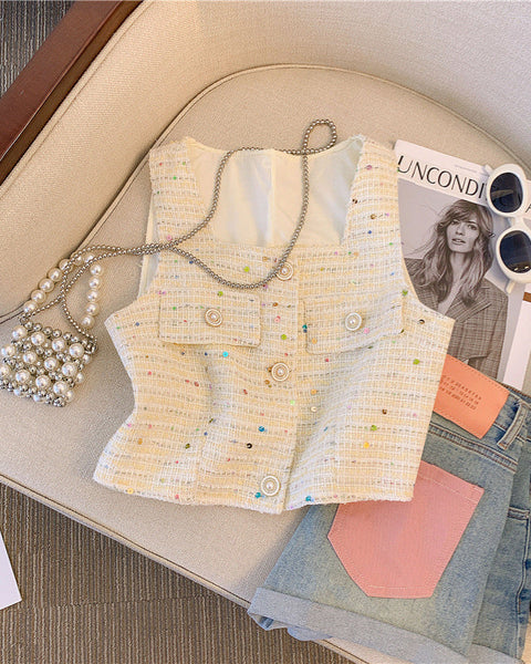 Cepli Kolsuz Tweed Hırka