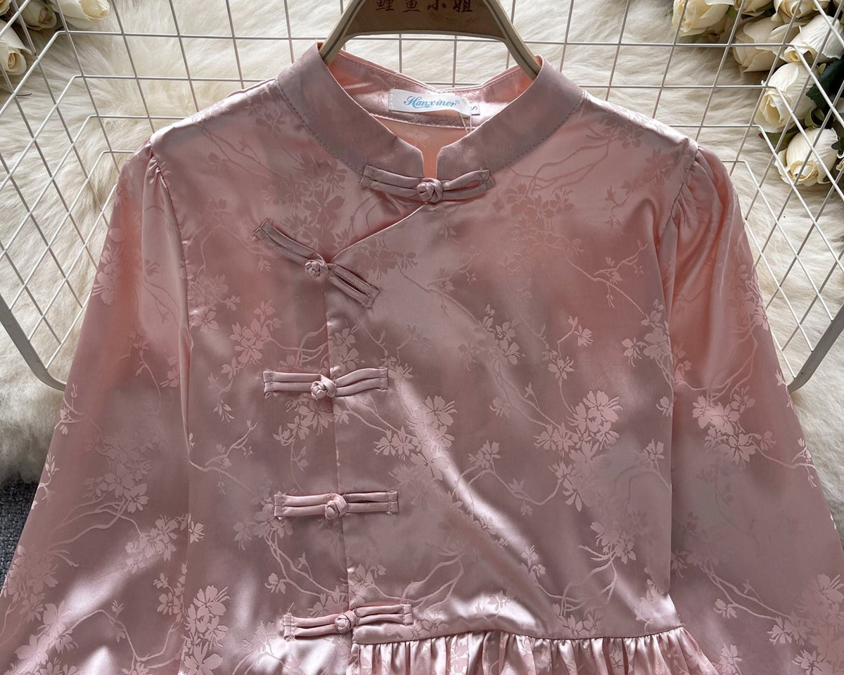 Çin Tarzı Volanlı Balon Kol Bluz