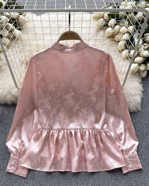 Çin Tarzı Volanlı Balon Kol Bluz