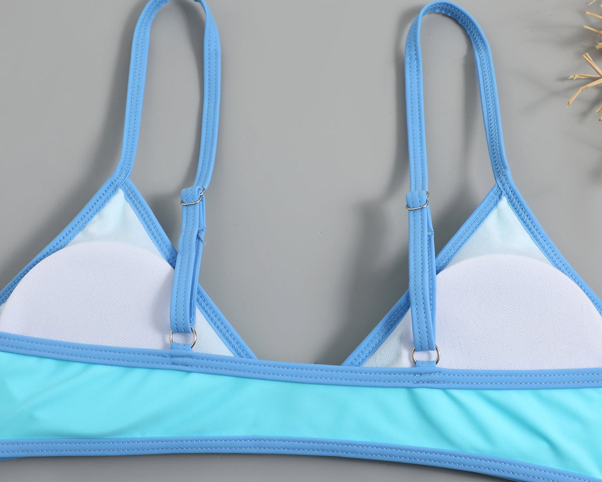 Basit Tasarım Renk Bloklama Bikini