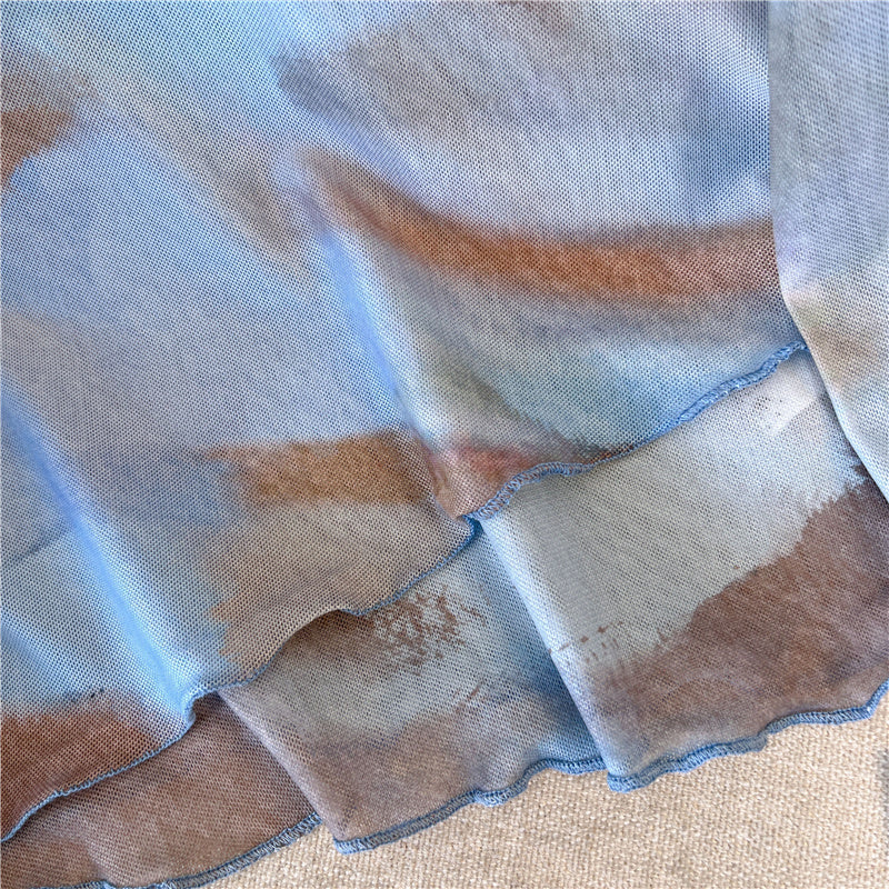 Tie-Dye İnce Güneş Yanığı Koruma T-Shirt