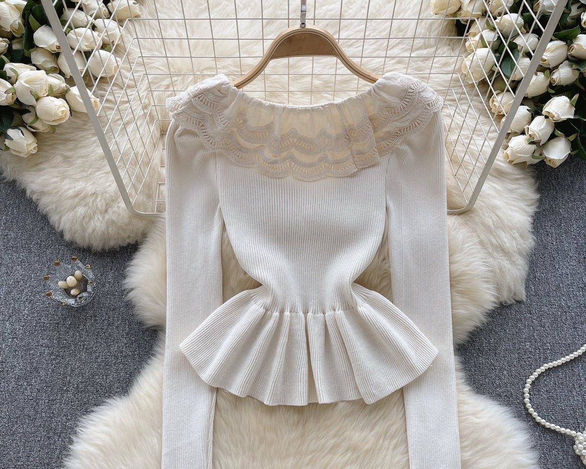 Sweetie Dantel Patchwork Volanlı Triko