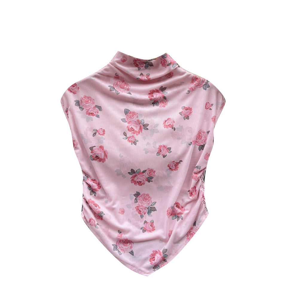 Baskılı Kolsuz Elastik File Üst