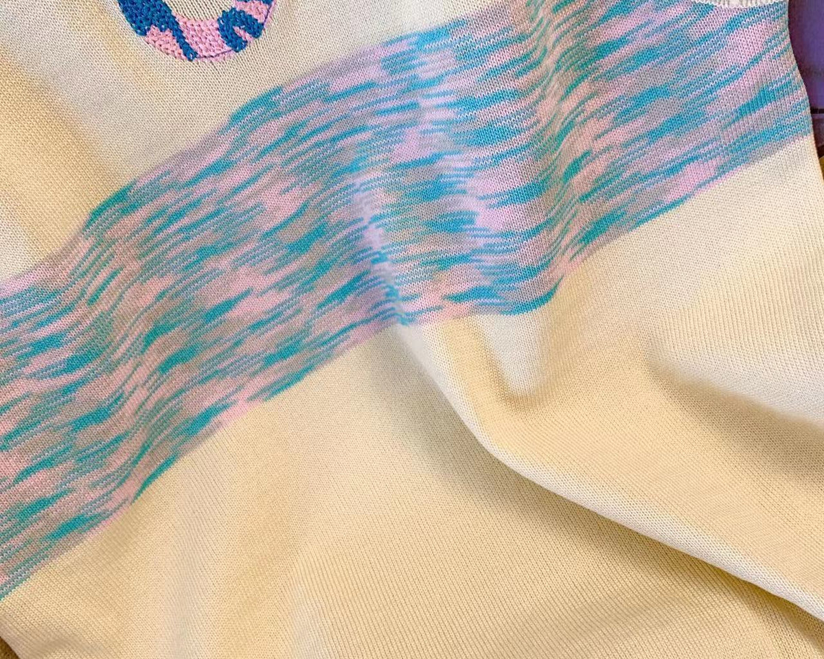 Renk Bloklama Kolsuz Triko Üst