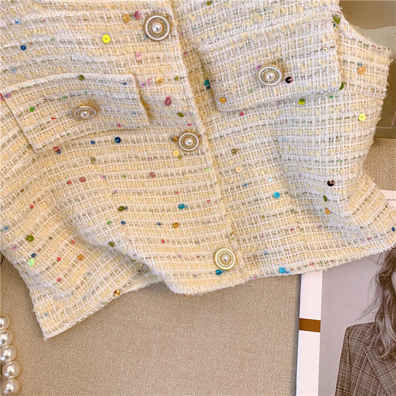 Cepli Kolsuz Tweed Hırka