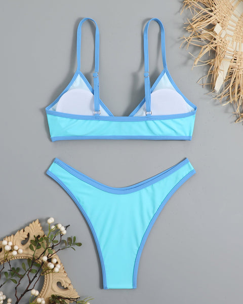 Basit Tasarım Renk Bloklama Bikini