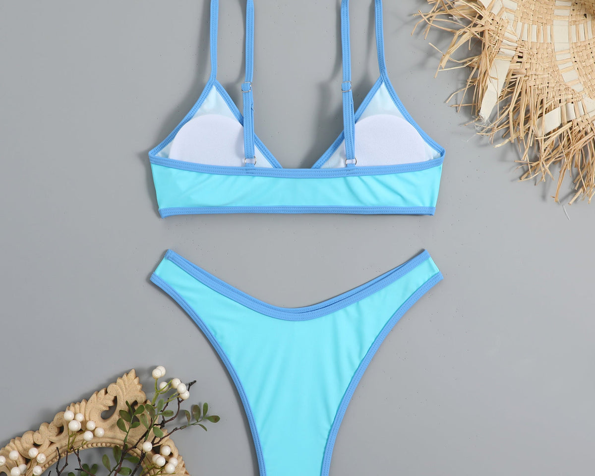 Basit Tasarım Renk Bloklama Bikini