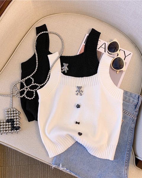 3D Ayı Dekoratif Örgü Atlet