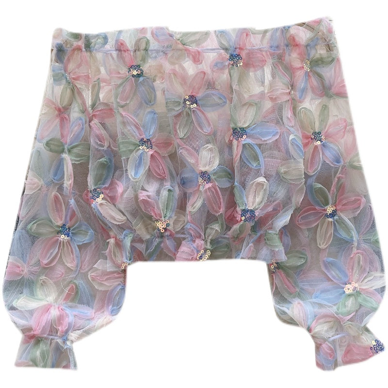 Peri 3D Çiçekli Ağ Üst