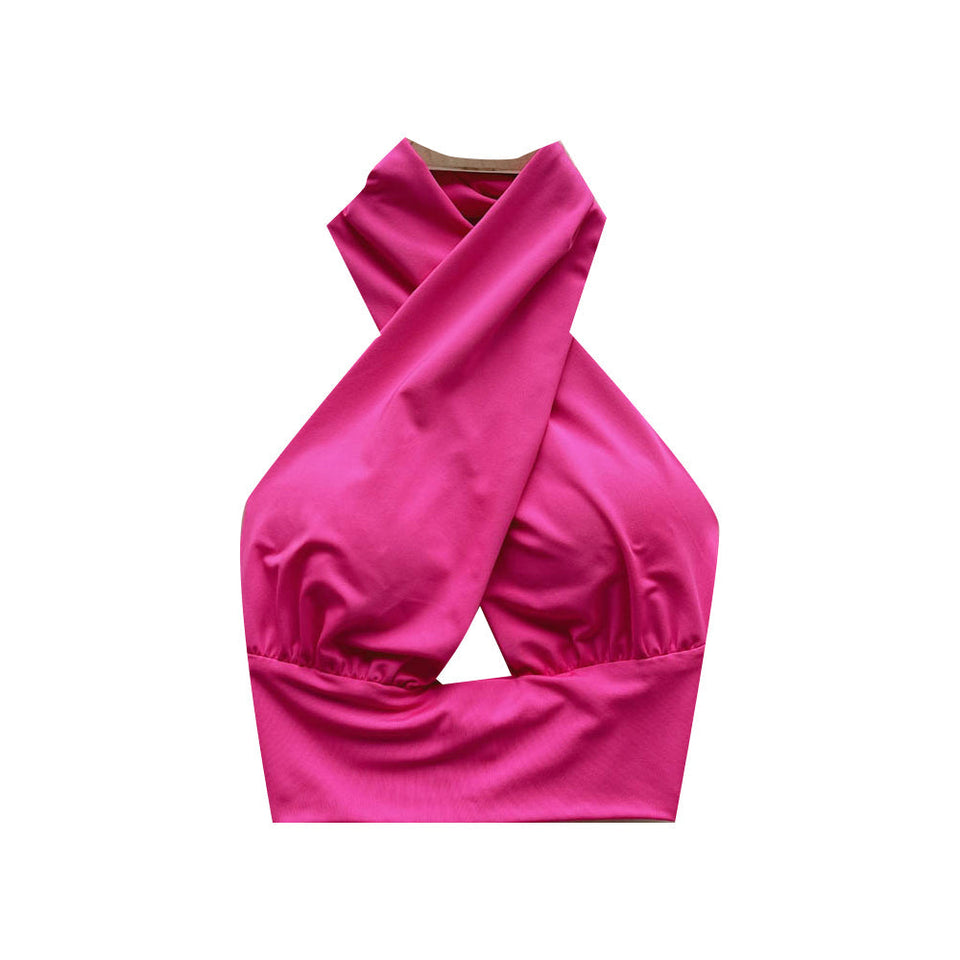 Şık Sırt Açık Çapraz Halter Üst