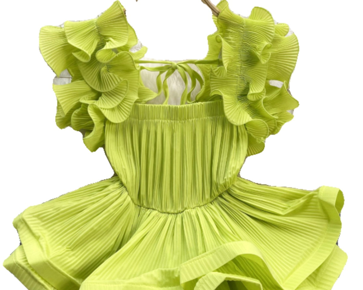 Düzensiz Tasarım Bağcıklı Volanlı Üst