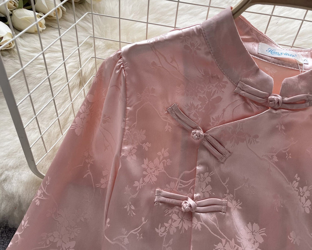 Çin Tarzı Volanlı Balon Kol Bluz