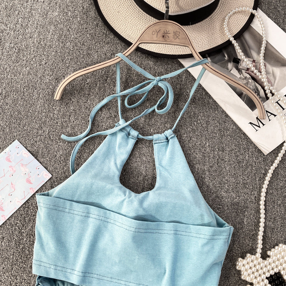 Seksi Sırt Açık Yastıklı Halter Atlet