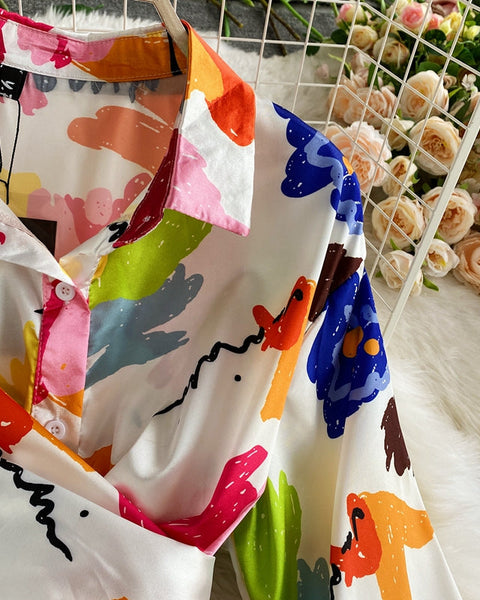 Lac-up Düzensiz Tie-dye Saten Bluz