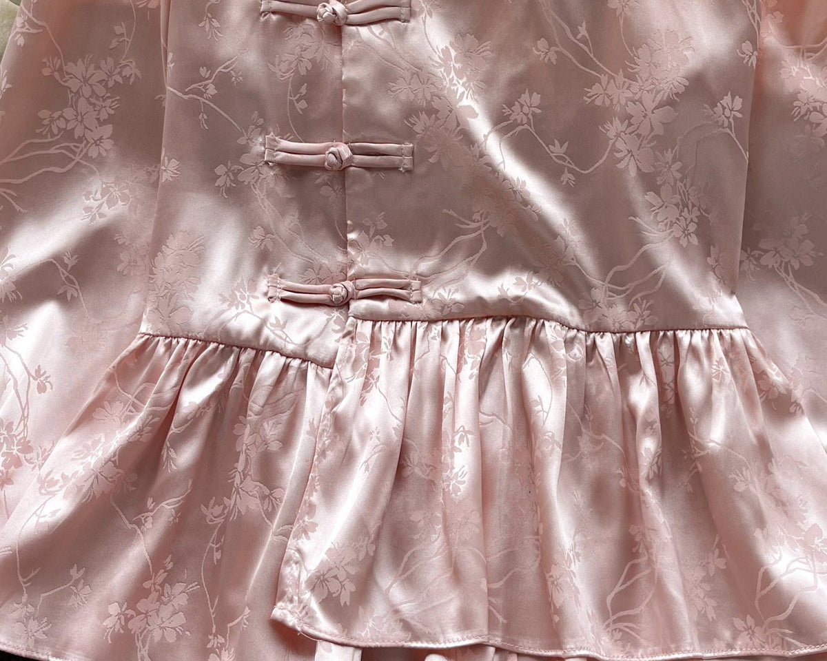 Çin Tarzı Volanlı Balon Kol Bluz