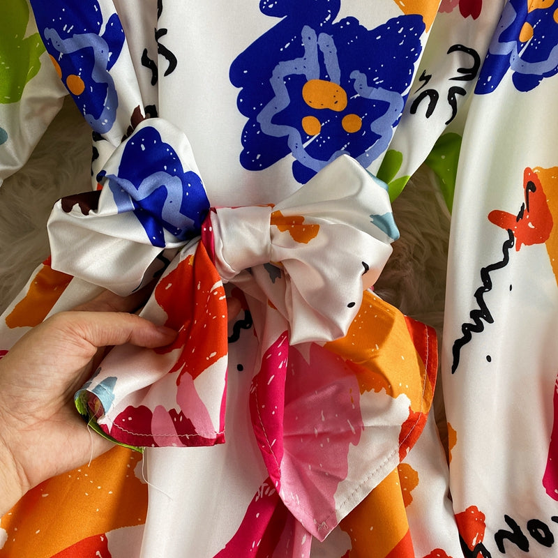 Lac-up Düzensiz Tie-dye Saten Bluz