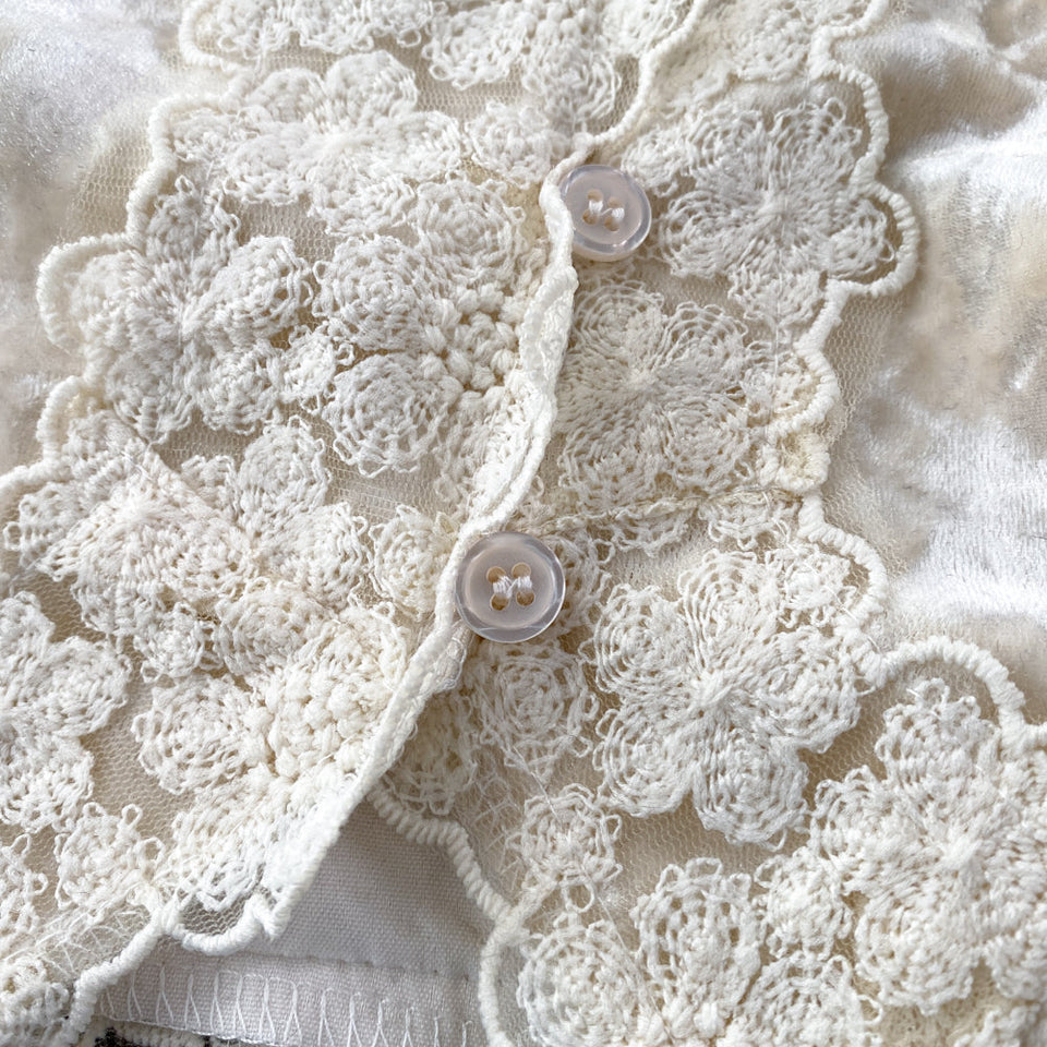 Dantel Patchwork Süet Askılı Bluz