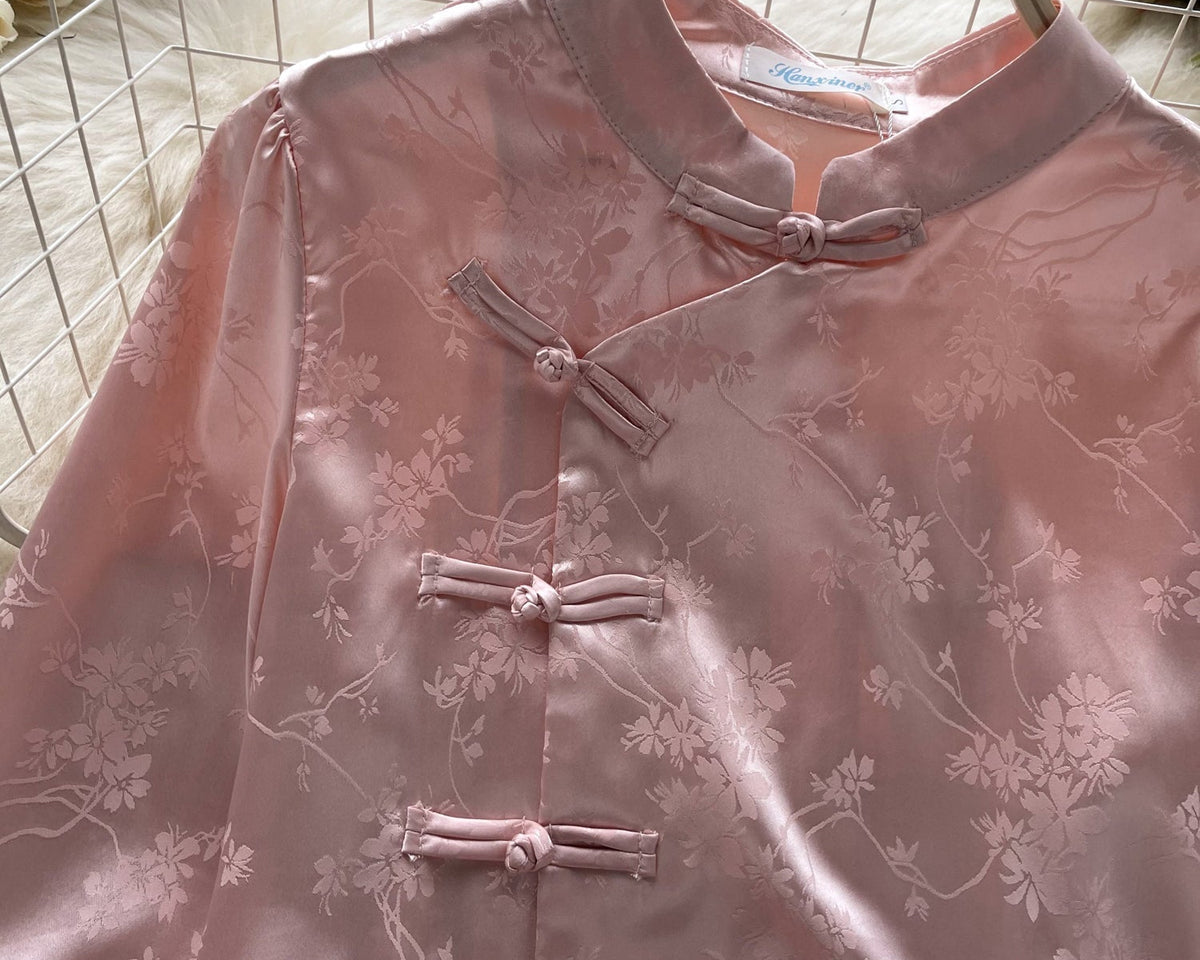 Çin Tarzı Volanlı Balon Kol Bluz