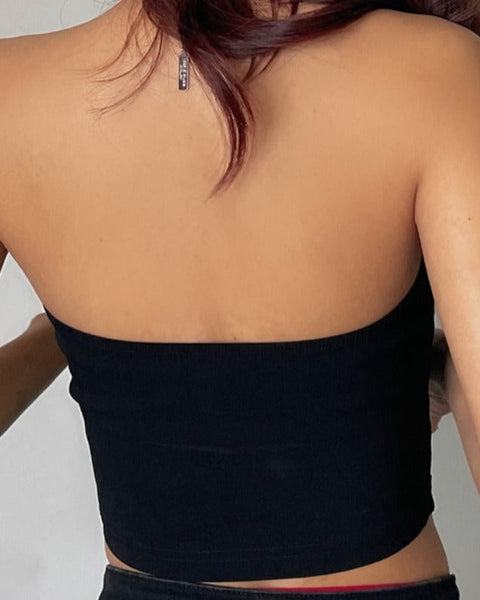 Retro 3D Askısız Siyah Üst