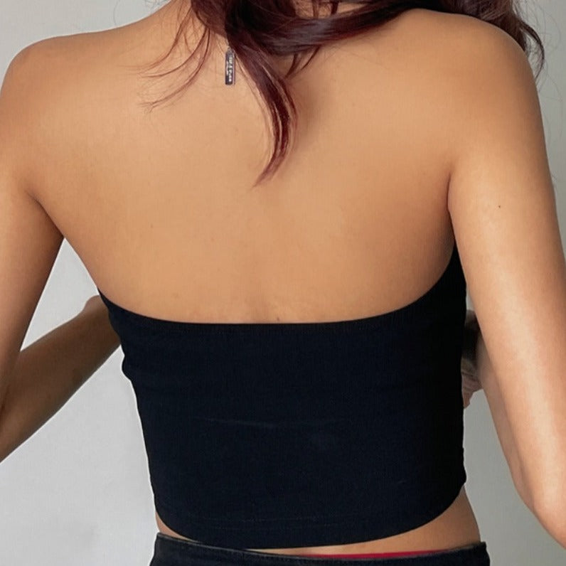 Retro 3D Askısız Siyah Üst