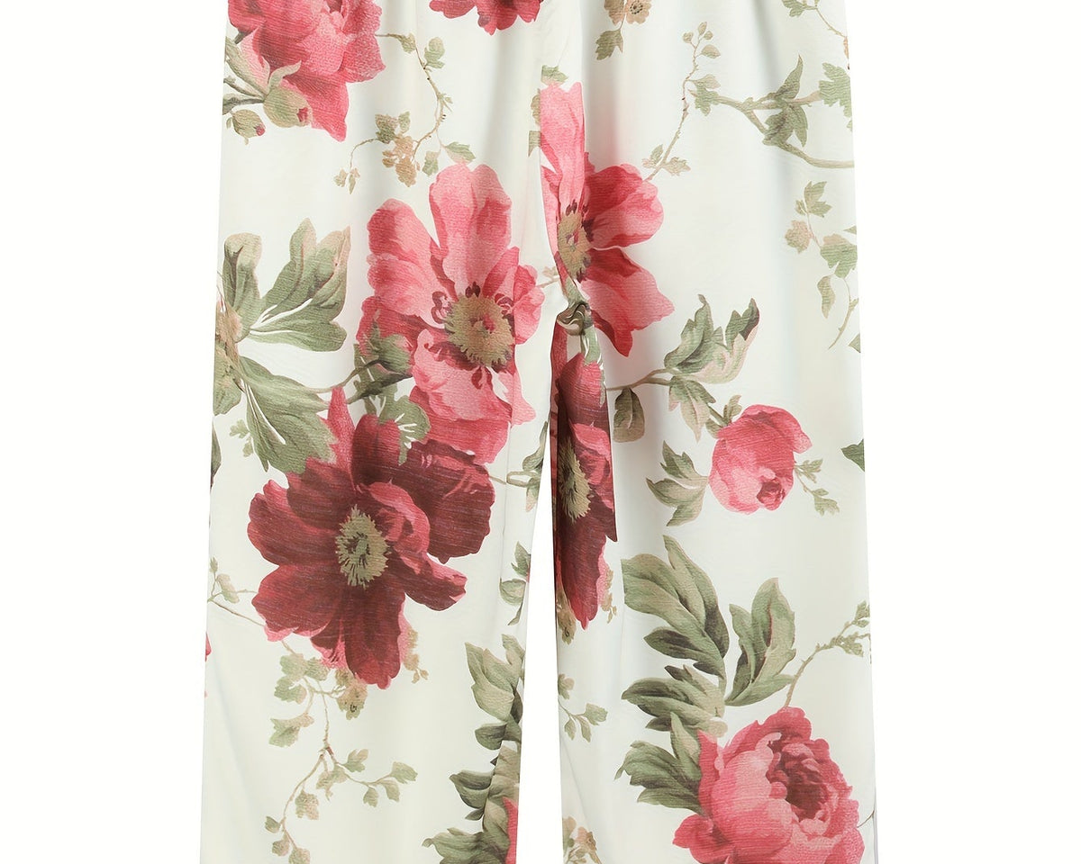 Çiçek Desenli Yaz Pantolonu