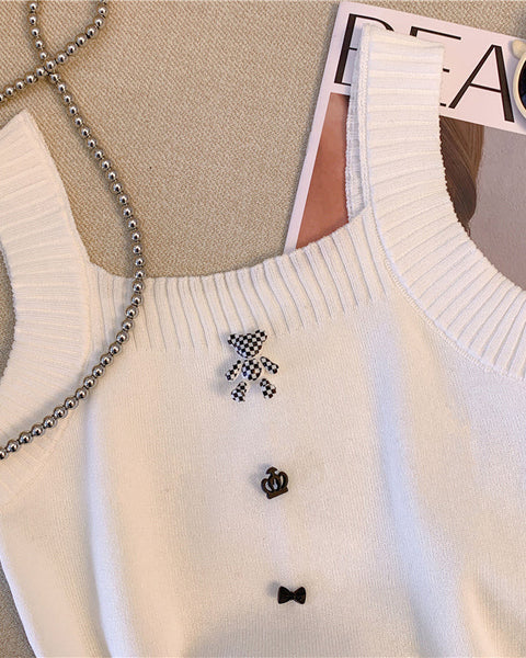 3D Ayı Dekoratif Örgü Atlet