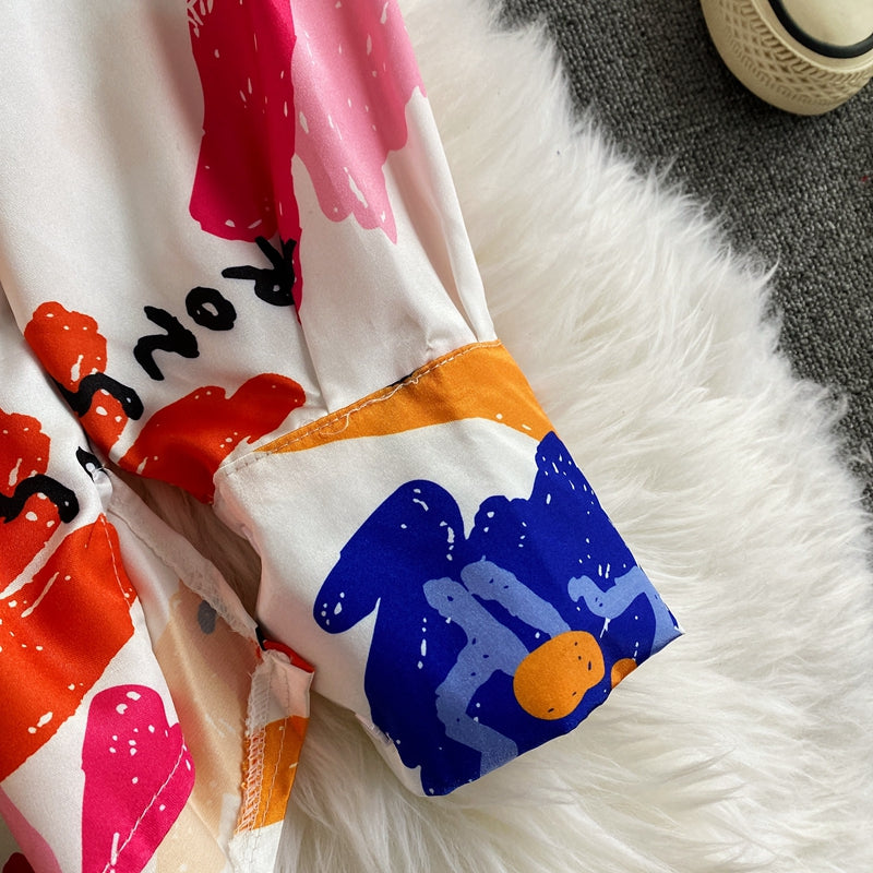 Lac-up Düzensiz Tie-dye Saten Bluz