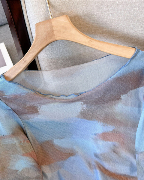 Tie-Dye İnce Güneş Yanığı Koruma T-Shirt