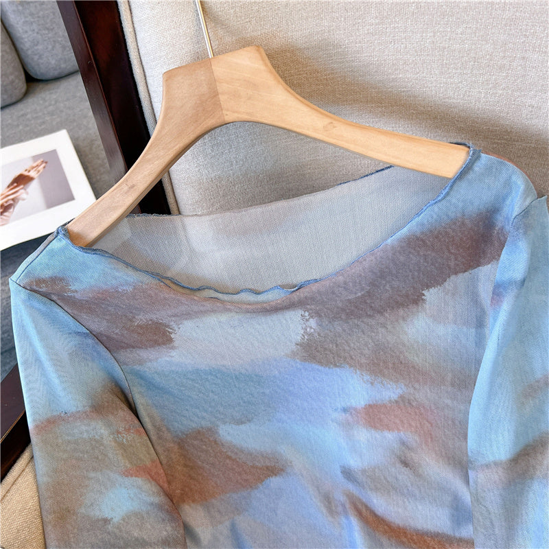 Tie-Dye İnce Güneş Yanığı Koruma T-Shirt