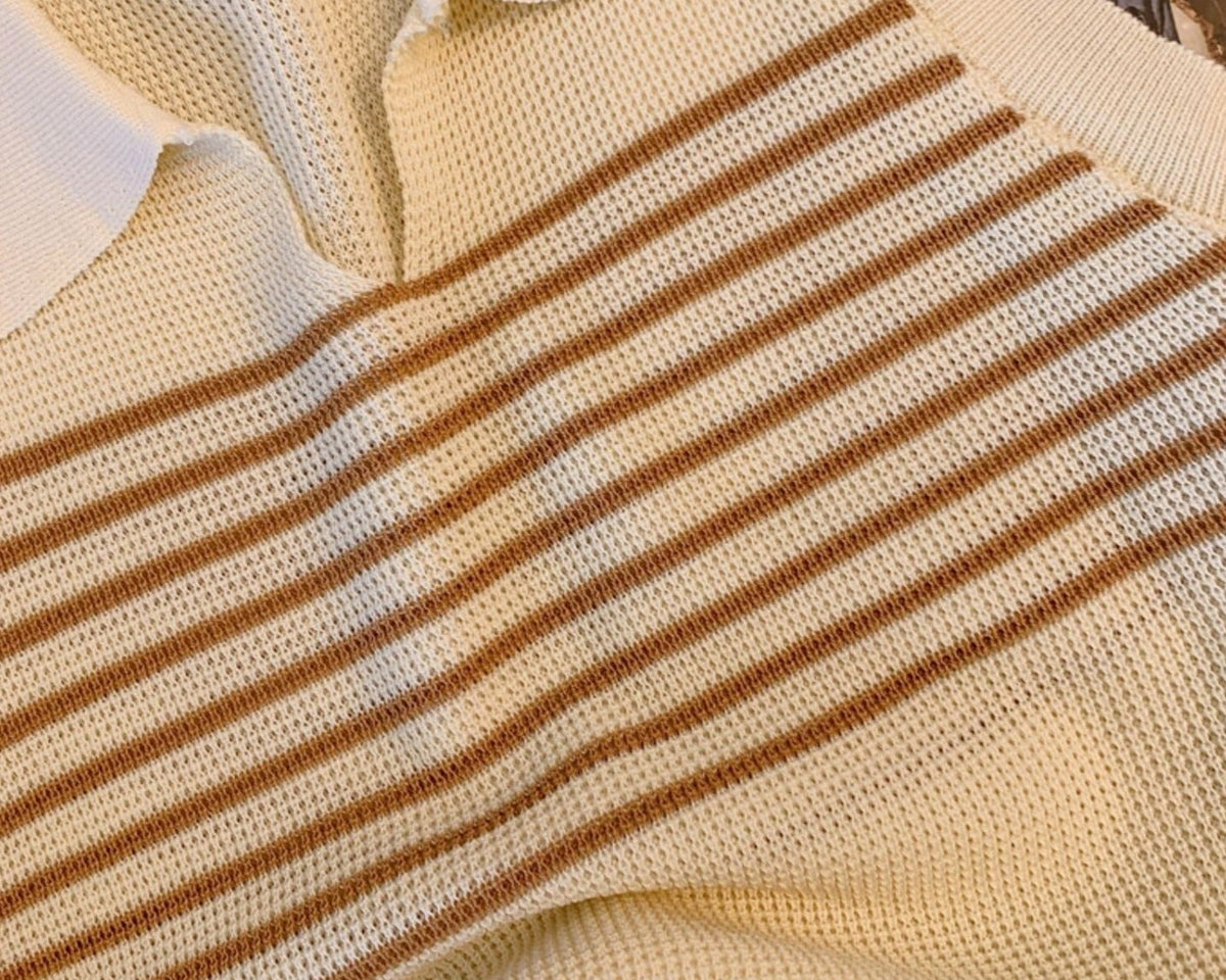 Etiketli Renk Bloklu Çizgili Triko Üst