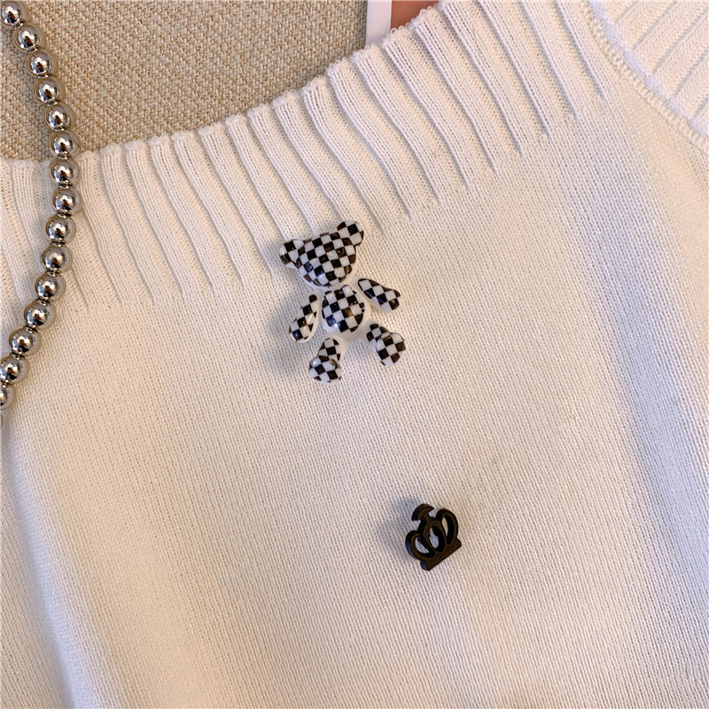 3D Ayı Dekoratif Örgü Atlet