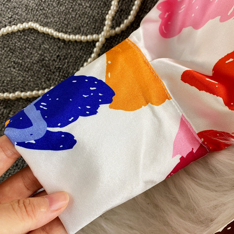 Lac-up Düzensiz Tie-dye Saten Bluz