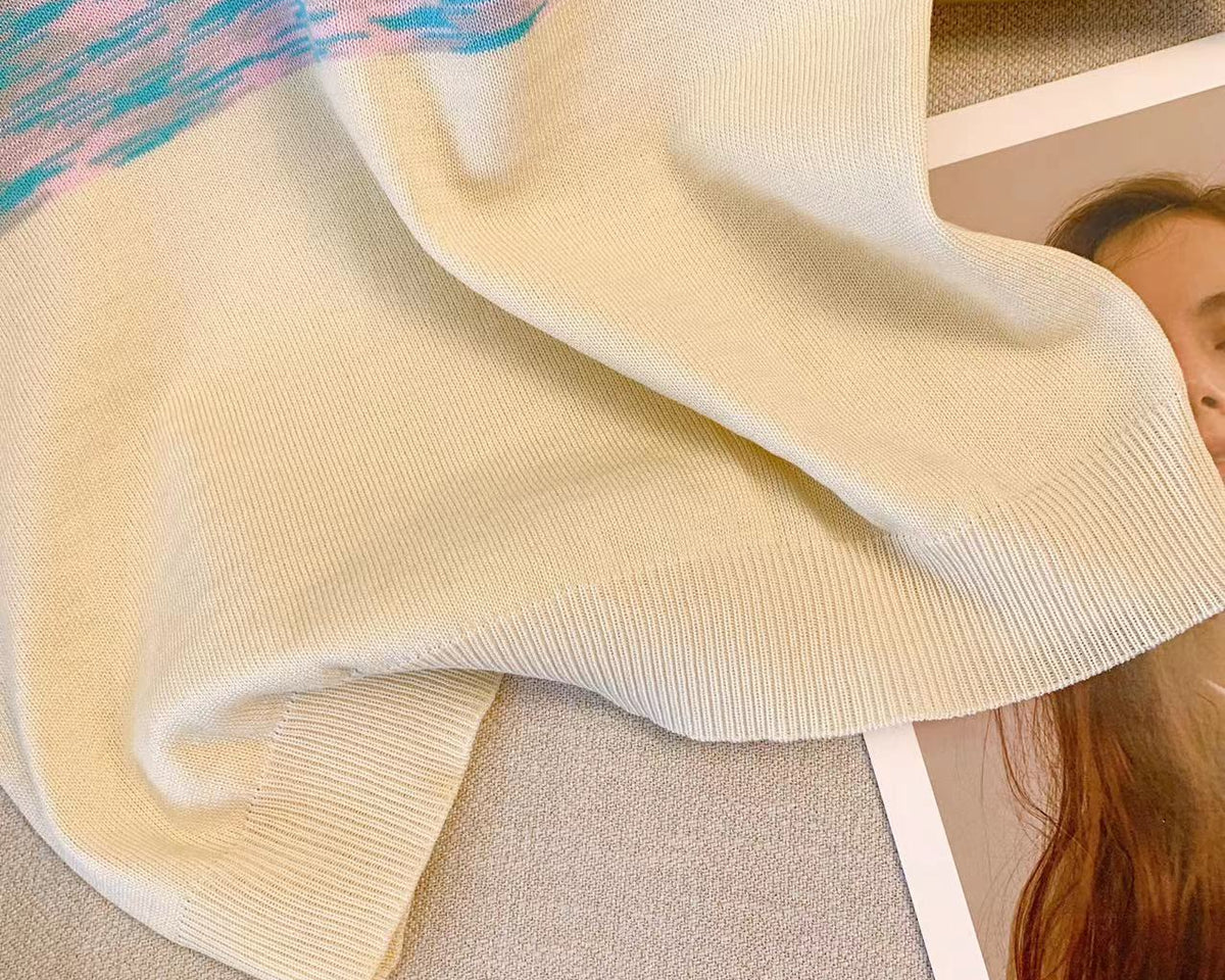 Renk Bloklama Kolsuz Triko Üst