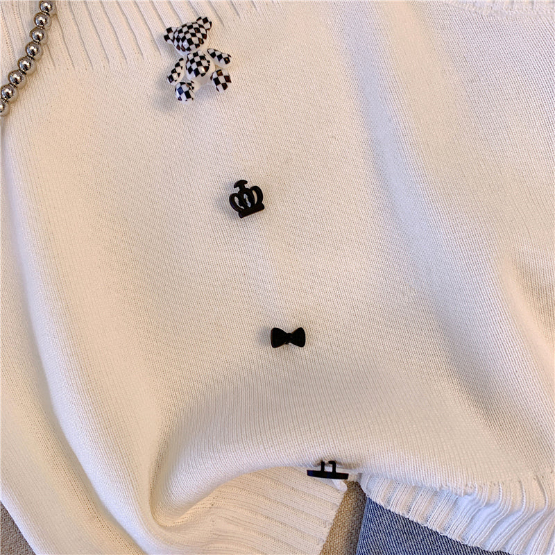 3D Ayı Dekoratif Örgü Atlet