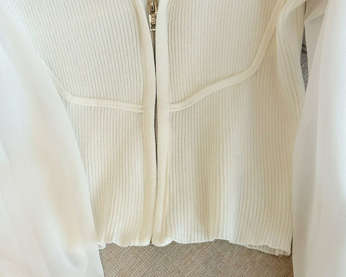 Patchwork Kapüşonlu Halter Fermuarlı Üst