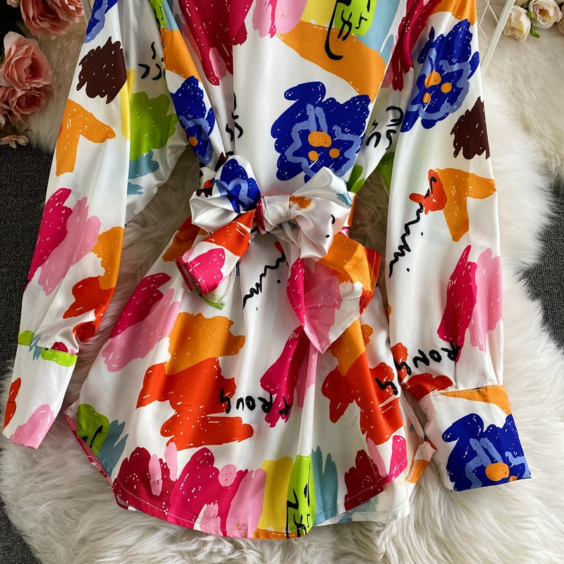 Lac-up Düzensiz Tie-dye Saten Bluz