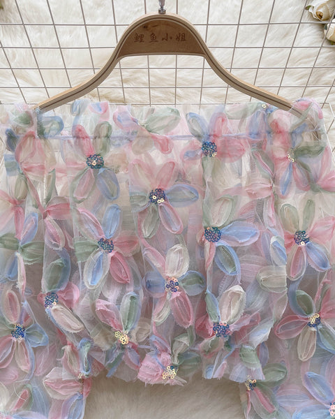 Peri 3D Çiçekli Ağ Üst