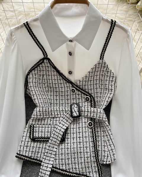 Çizgili Panelli Uzun Kollu Gömlek