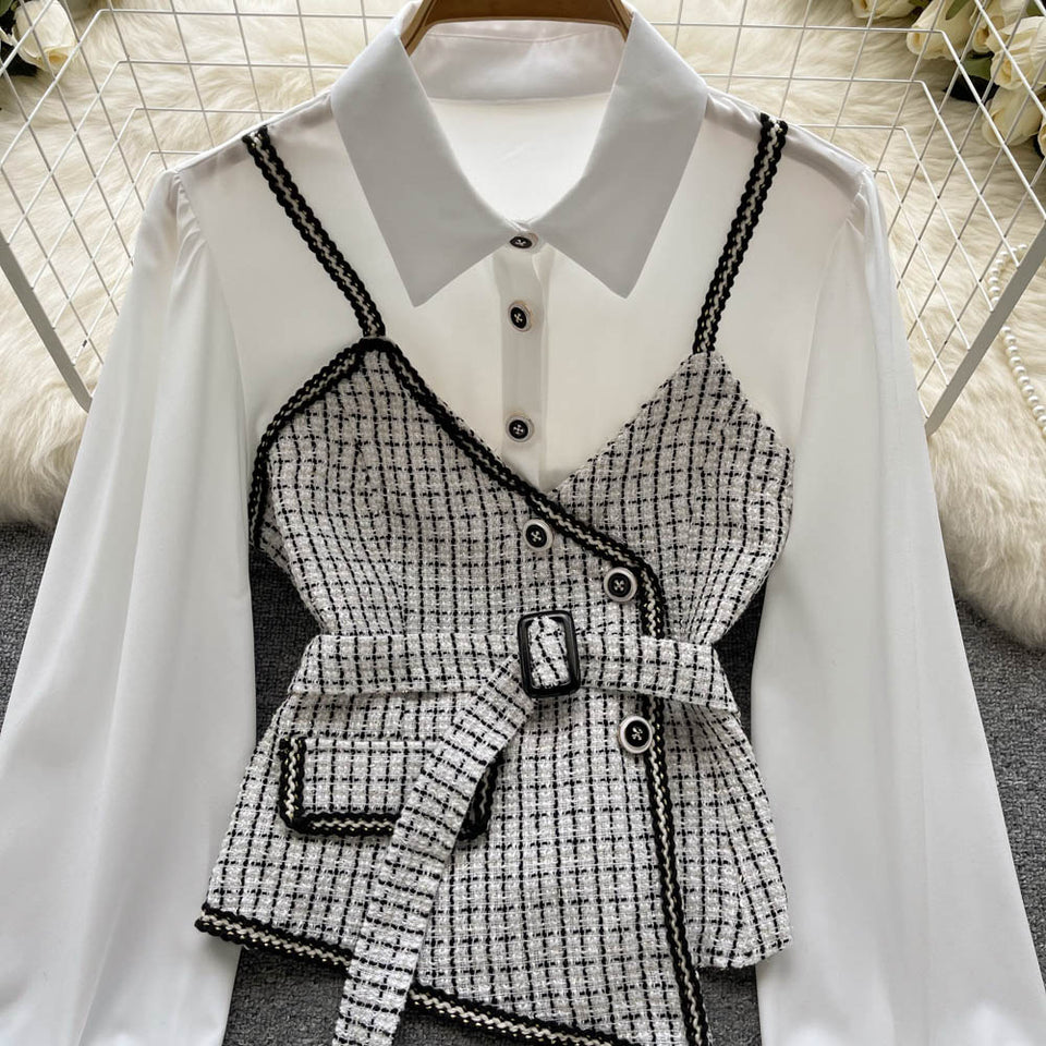 Çizgili Panelli Uzun Kollu Gömlek