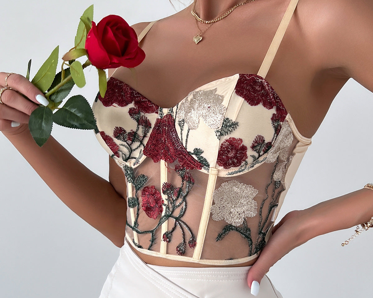 Bellachicha Kadın Yelek, Çiçek Desenli Dantel İğneleme