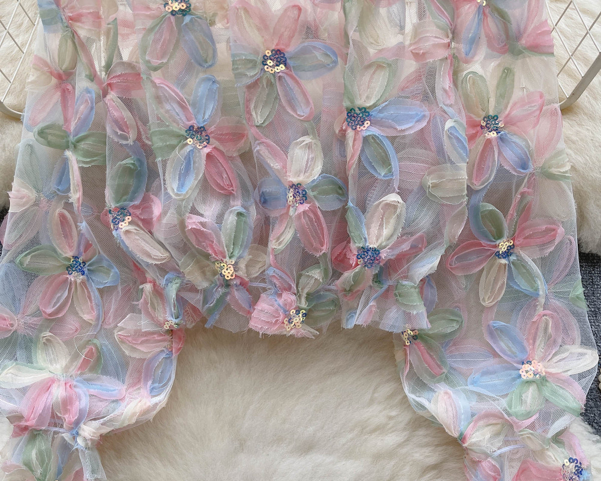 Peri 3D Çiçekli Ağ Üst