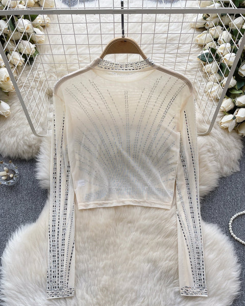 Boncuklu Şeffaf Alt Tişört