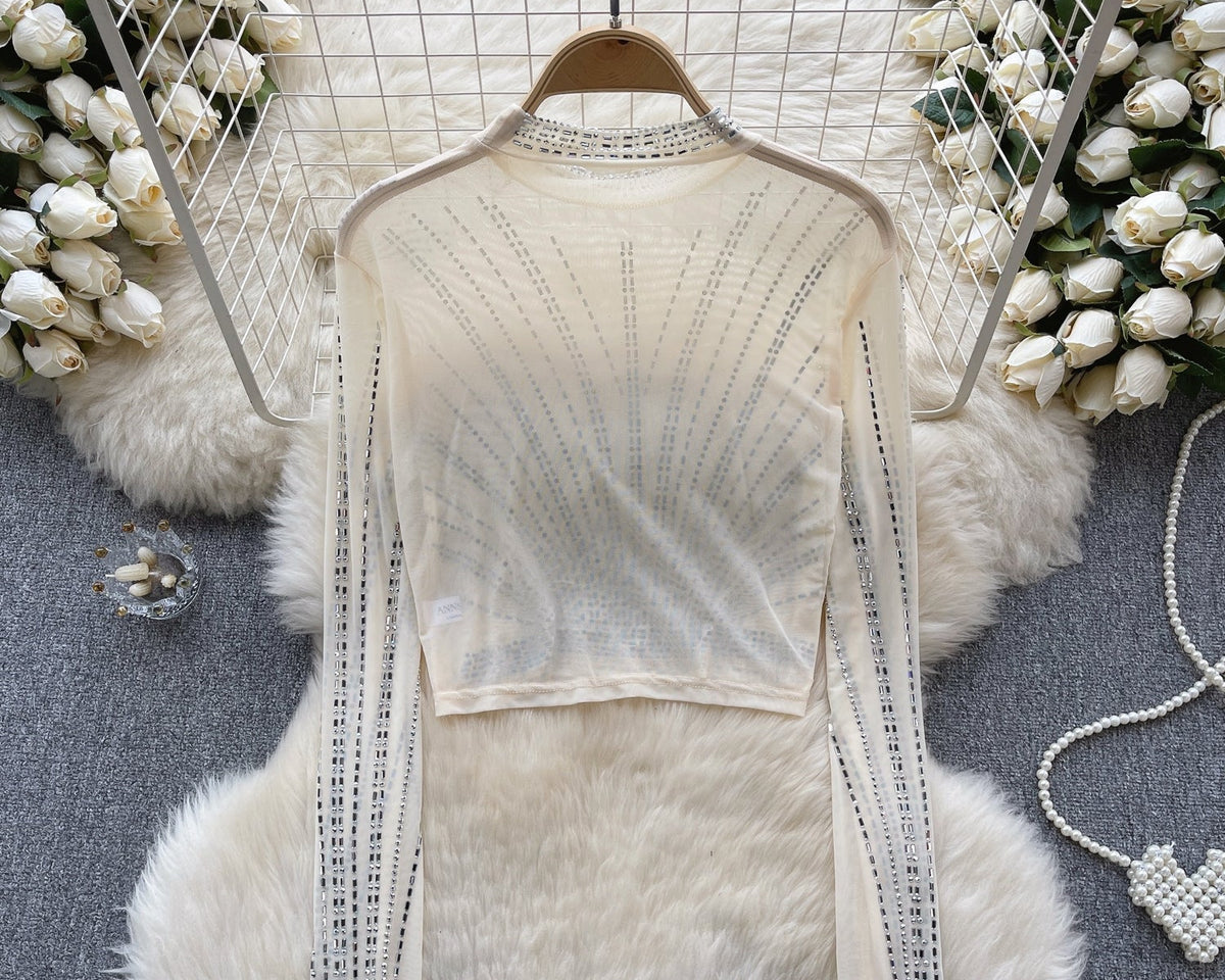 Boncuklu Şeffaf Alt Tişört